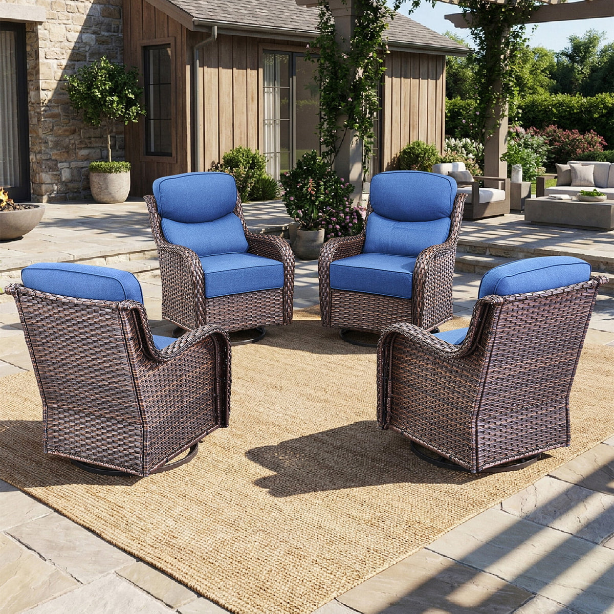 Bellefurn Outdoor Swivel Rocker Patio Chairs with Side Table,Patio Swi