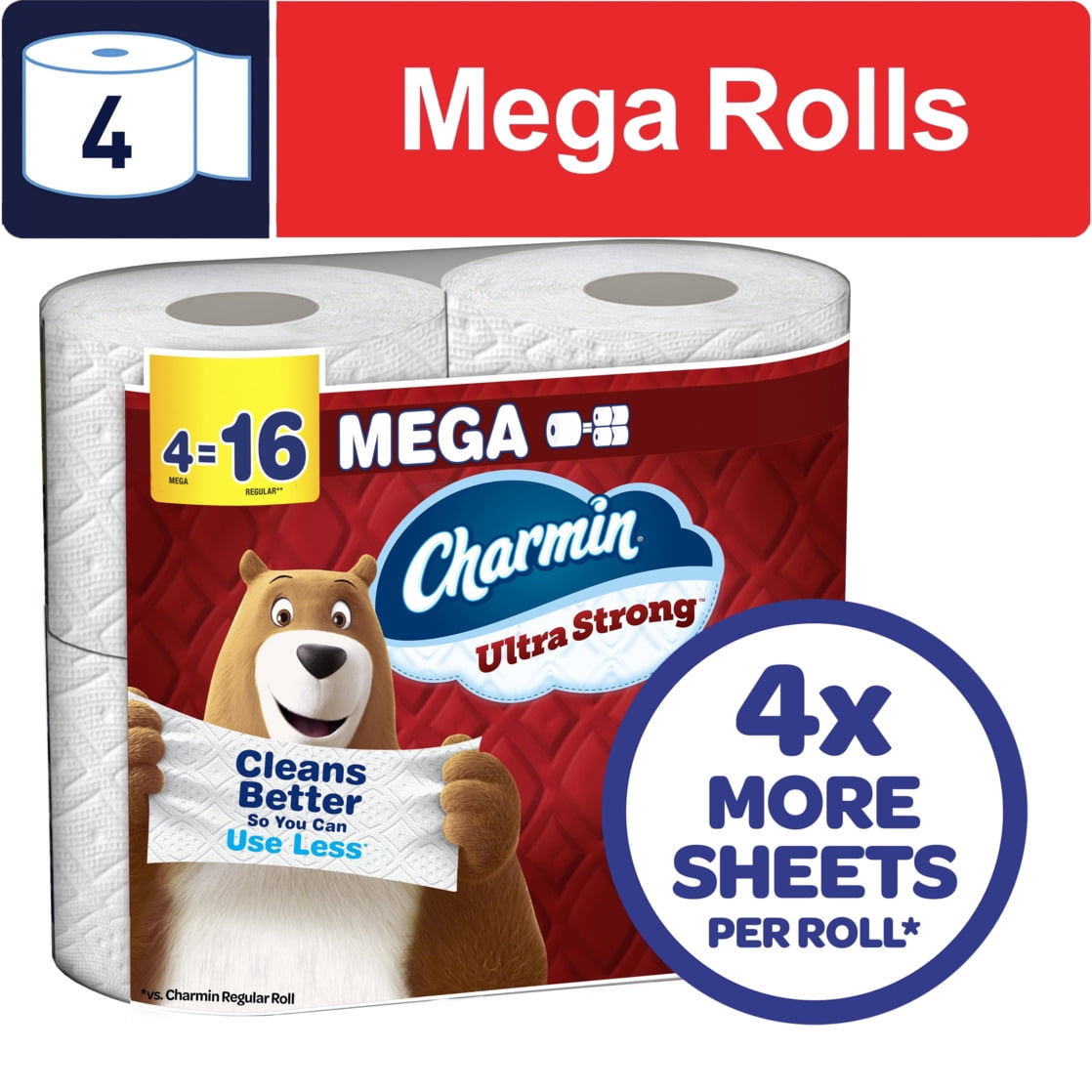 Charmin Ultra Strong Toilet Paper 24 Mega Rolls, 220 Sheets Per Roll