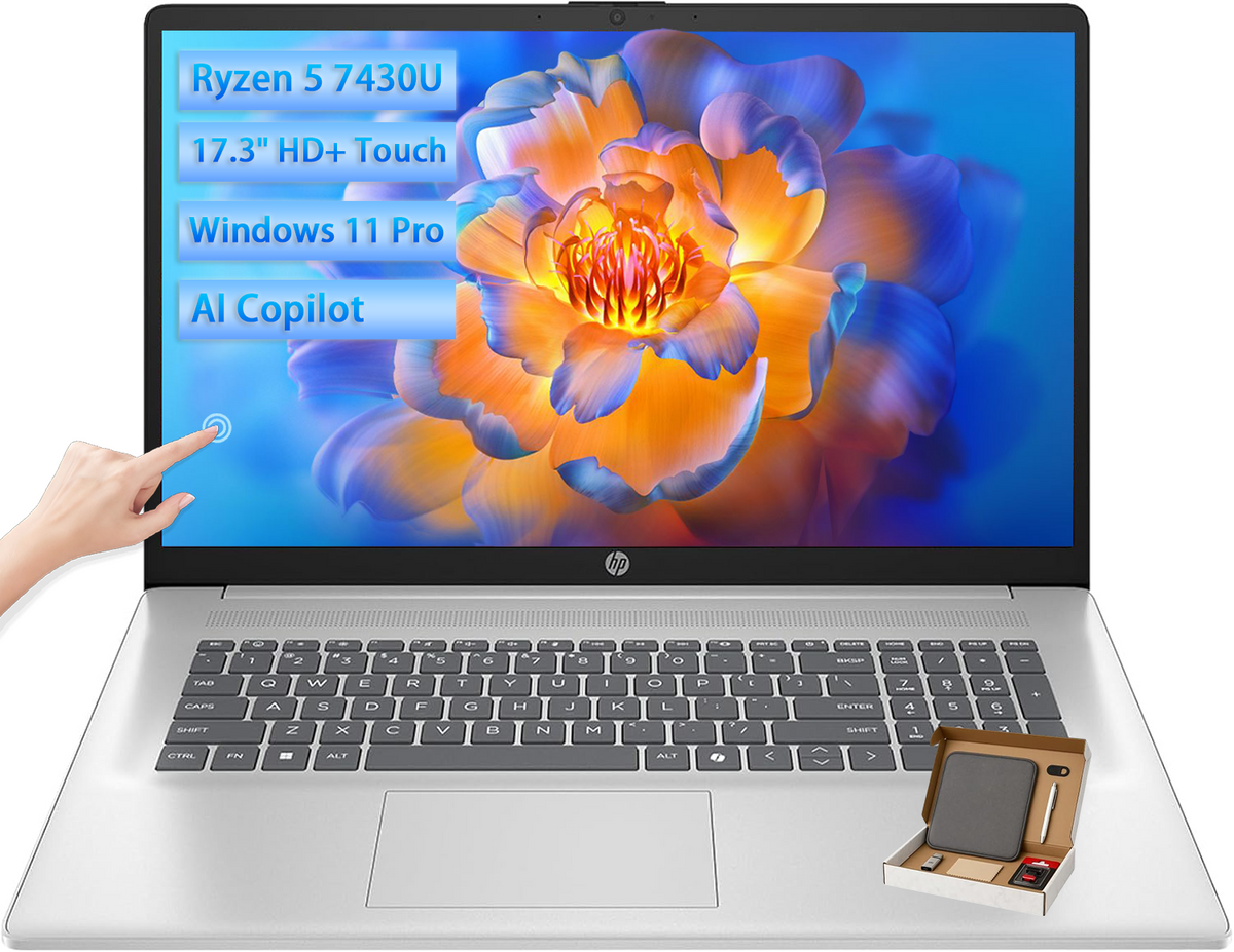 HP 17 Laptop Computer for Business, 17.3" 250 nits Touchscreen Display
