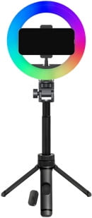 onn LED RGB Ring Light with Tripod Stand, Adjustable Height, Phone Hol - My Store 2