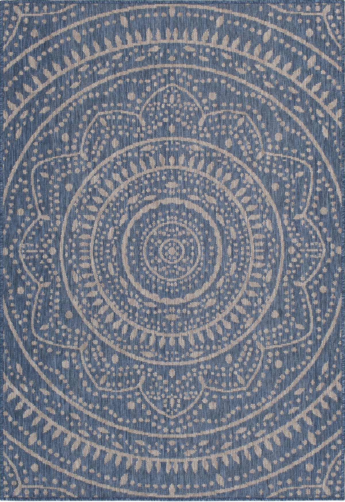 Mainstays Global Medallion Blue Polypropylene Outdoor Area Rug, 6'6"x9