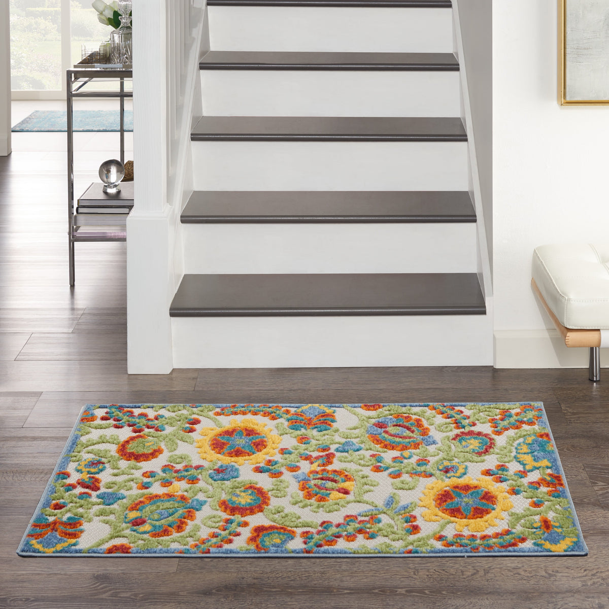 Nourison Aloha Indoor/Outdoor Red Multicolor 2' x 6' Area Rug (2x6)
