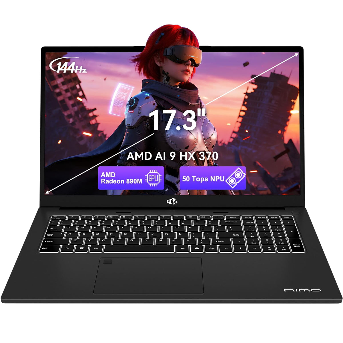 Oyzzraze 17.3 AI-Laptop Copilot+ PC, AMD Ryzen AI 9 HX 370(12C/24T, 50