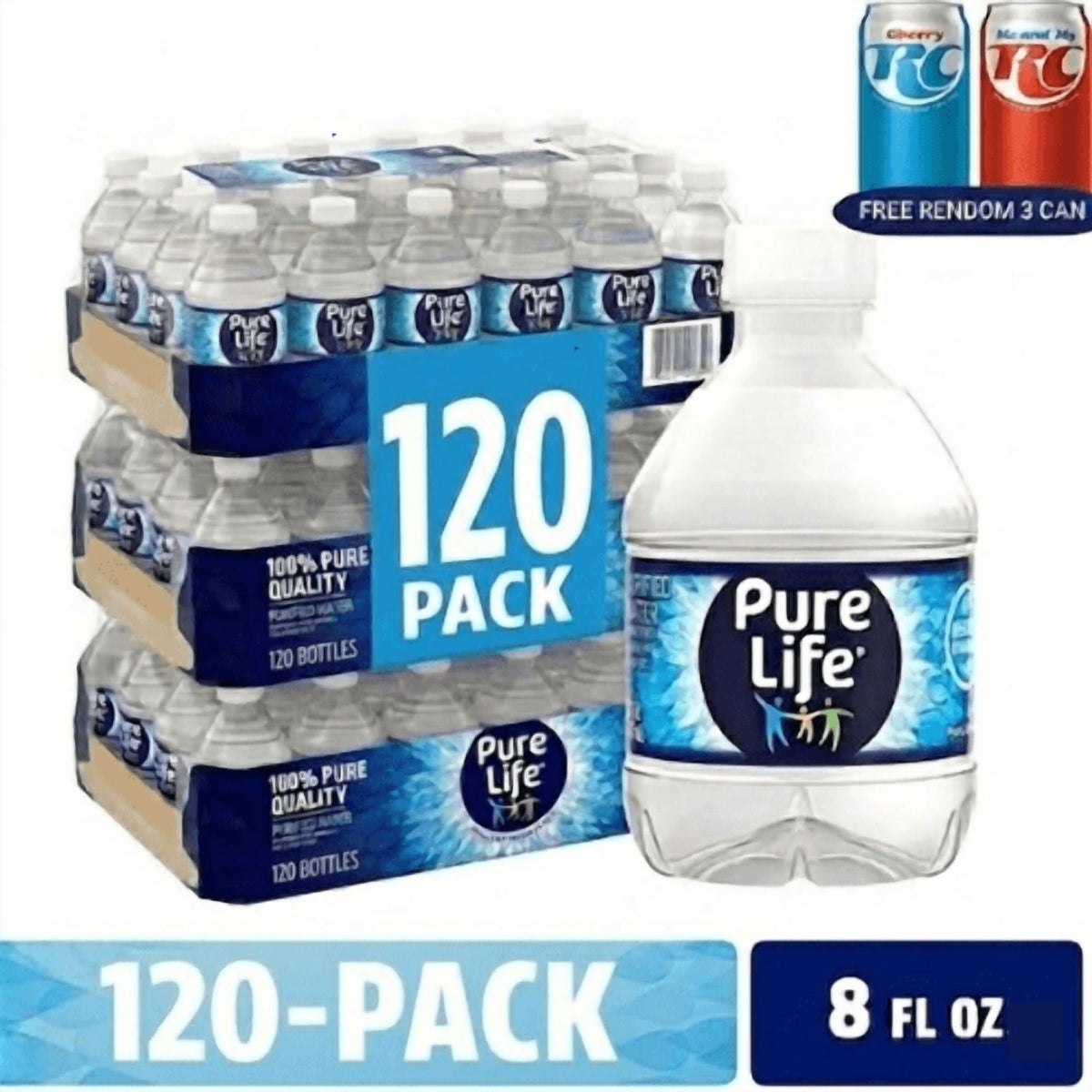 PURE LIFE Purified Bottled Water, 8 fl oz Mini Water Bottles, 90 Pack