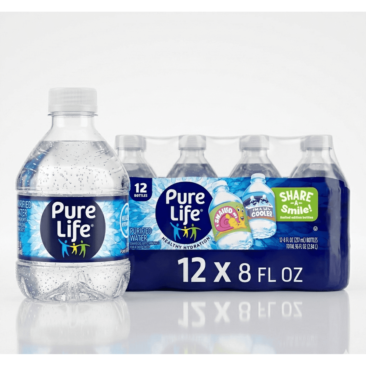 Pure Life Purified Water, 8 fl oz, 12-pack Plastic Bottles