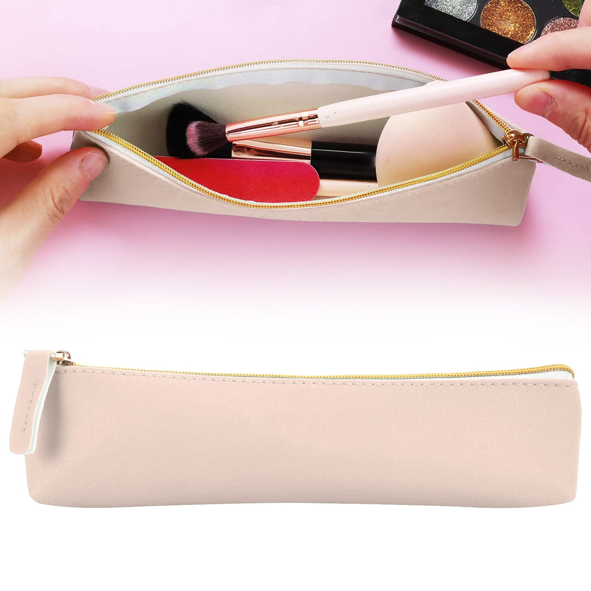 Toolix Leather Pen Pencil Case Cute Pencil Small Pen Bag Aesthetic Sta - My Store 2