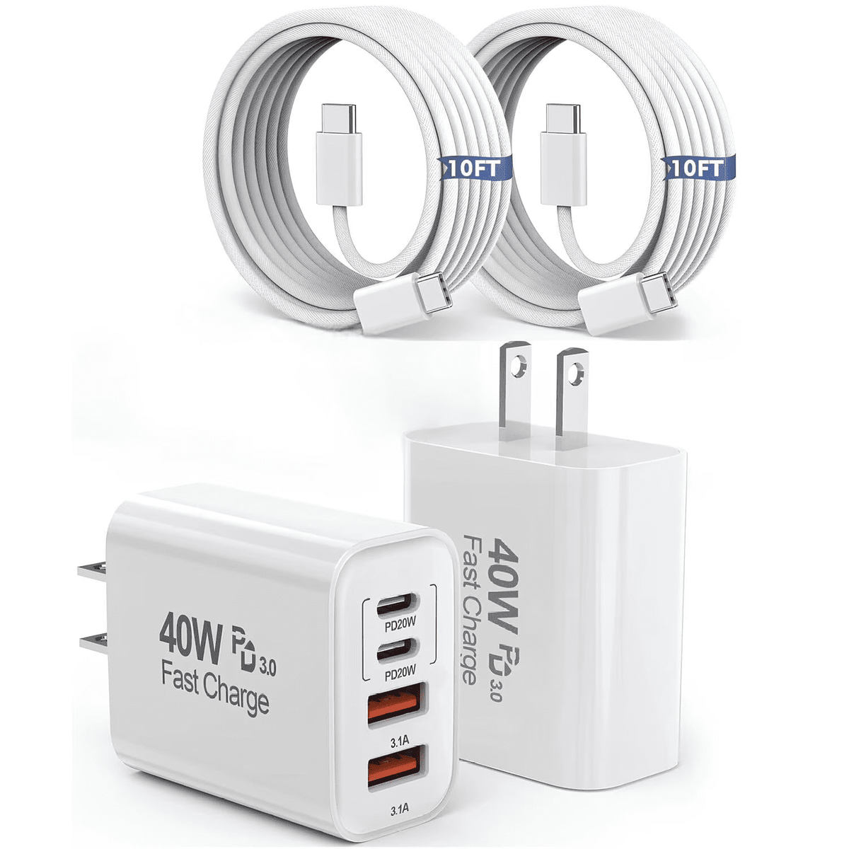 for iPhone 17 16 Charger,2Pack 10FT USB C to C Woven Cable Cord 40W US - My Store 2