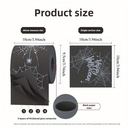 Toilet Paper Rolls Web Printed Black Tissue 4 Pack Halloween Bathroom