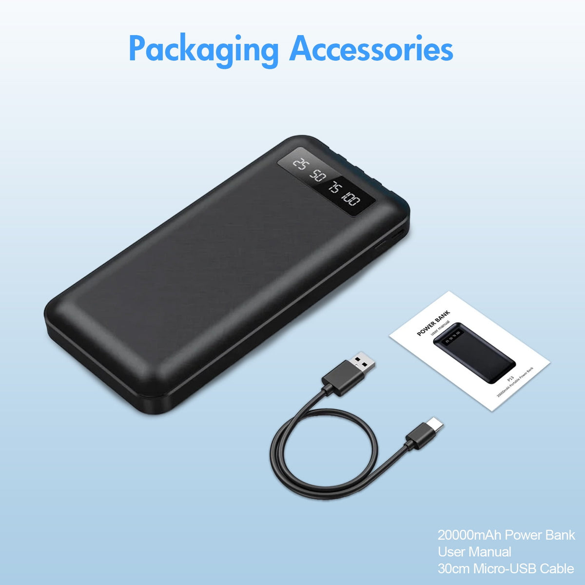 20000mAh Power Bank Portable Fast Charger with 4 Cables, Compatible wi - My Store 2