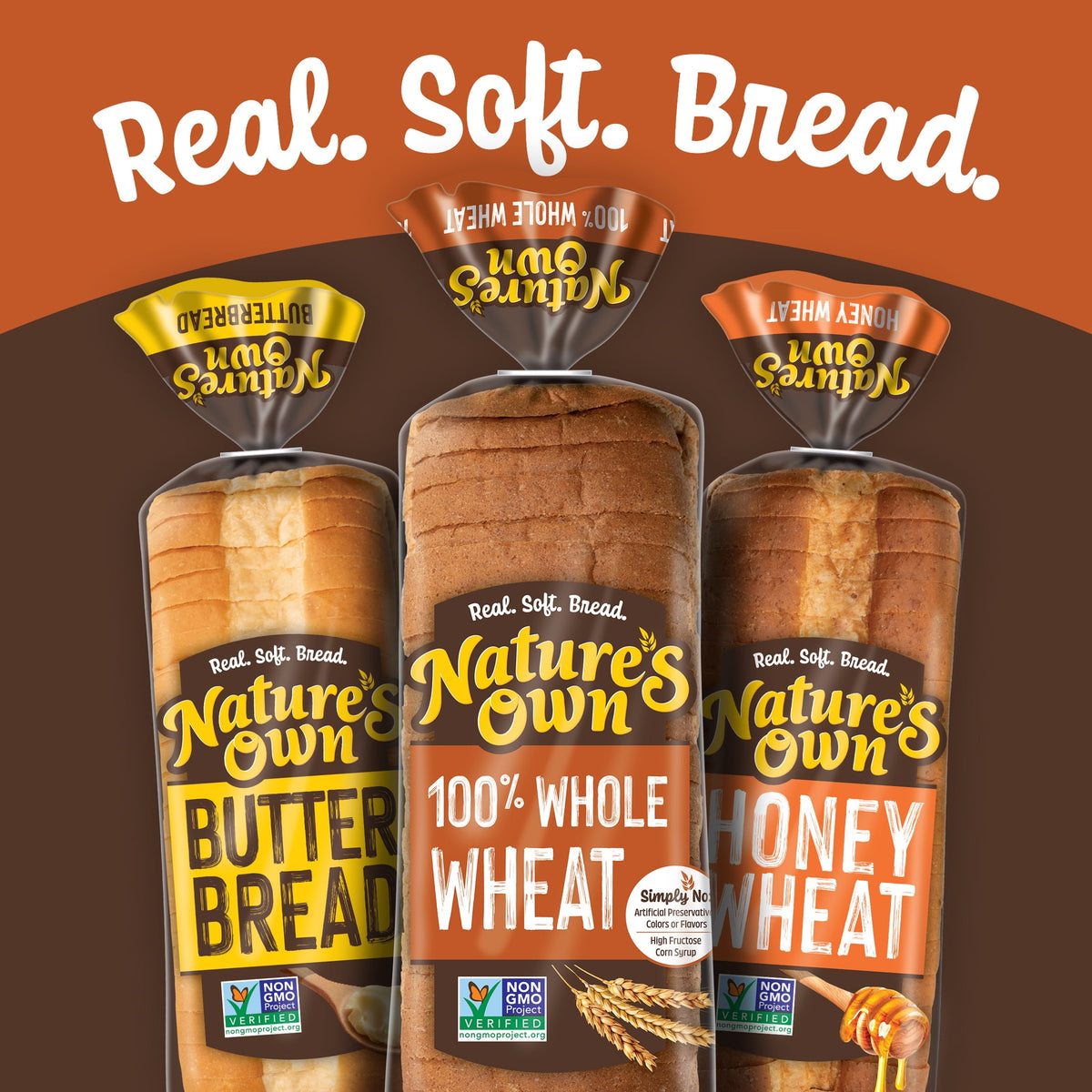 Nature's Own 100% Whole Wheat Bread, Sliced Non-GMO Whole Wheat Sandwi