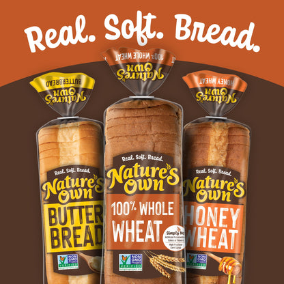 Nature's Own 100% Whole Wheat Bread, Sliced Non-GMO Whole Wheat Sandwi