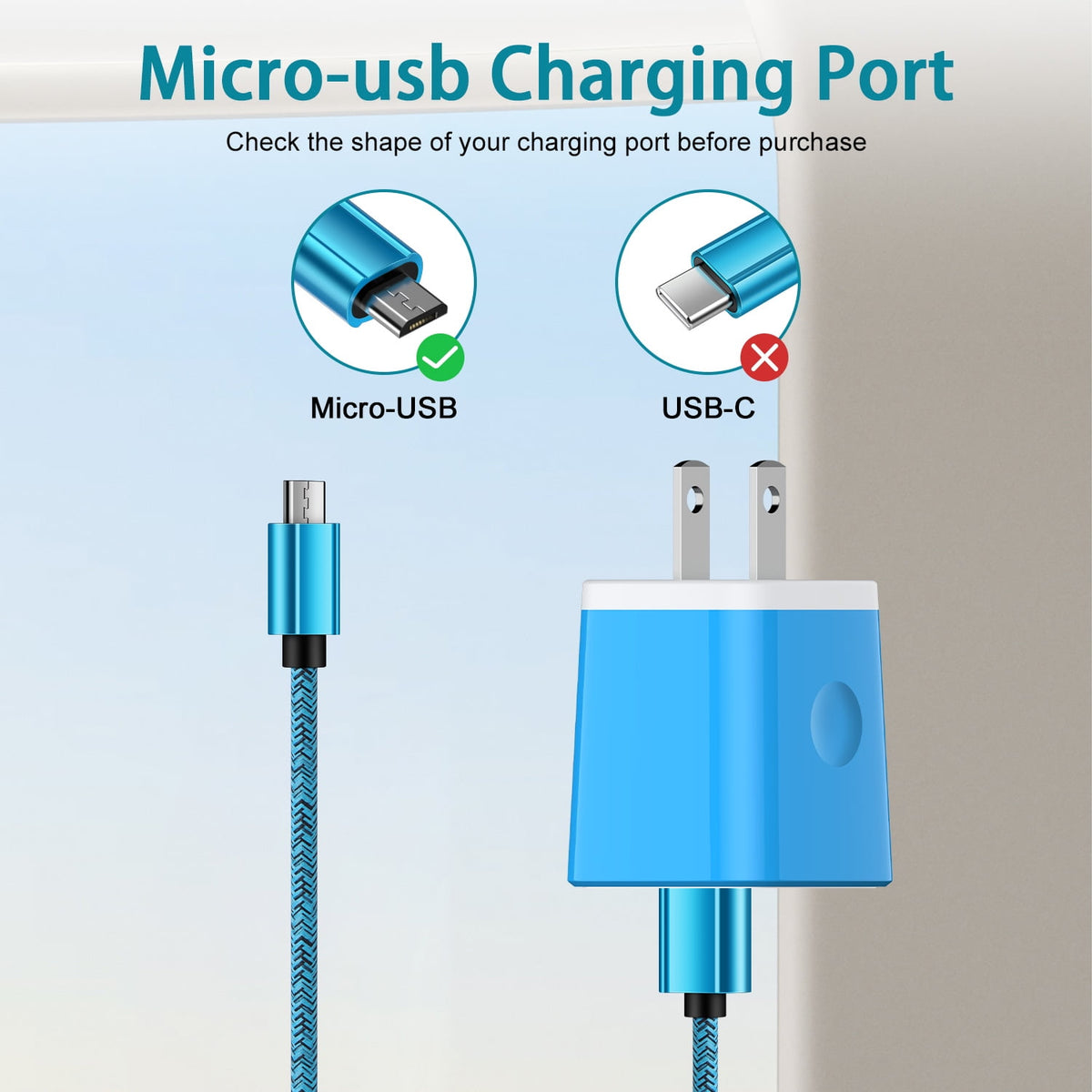 Fast Charger USB Wall Charger with USB-A to Micro Cable 6FT Fast Charg - My Store 2