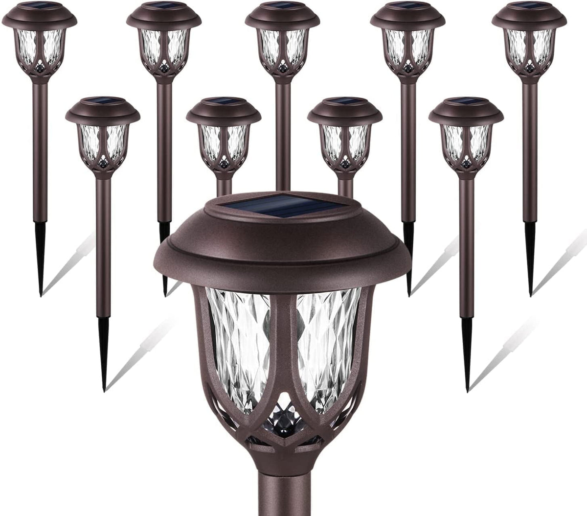 10 Pack Solar Lights Outdoor Decorative, Solar Pathway Lights Outdoor,