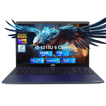 15.6"Laptop-Computer 16GB RAM 1TB SSD Intel Pentium 6 Cores i3-1215U 2