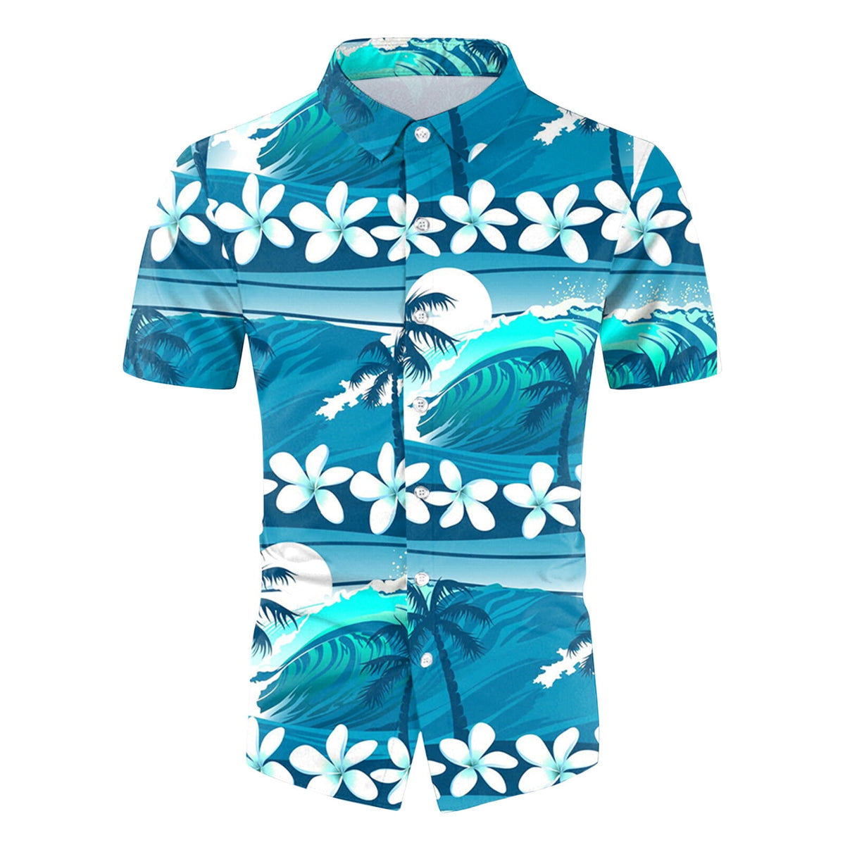 T Shirts for Men Printed Turn Down Short Sleeve Mens New Clothing,Blue