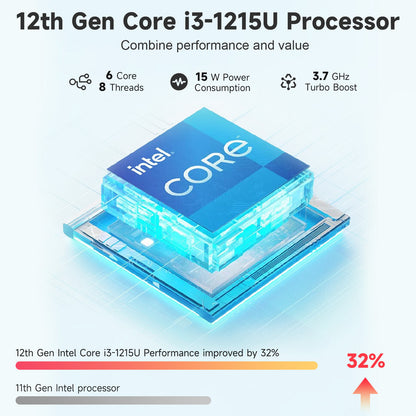 15.6"Laptop-Computer 16GB RAM 1TB SSD Intel Pentium 6 Cores i3-1215U 2
