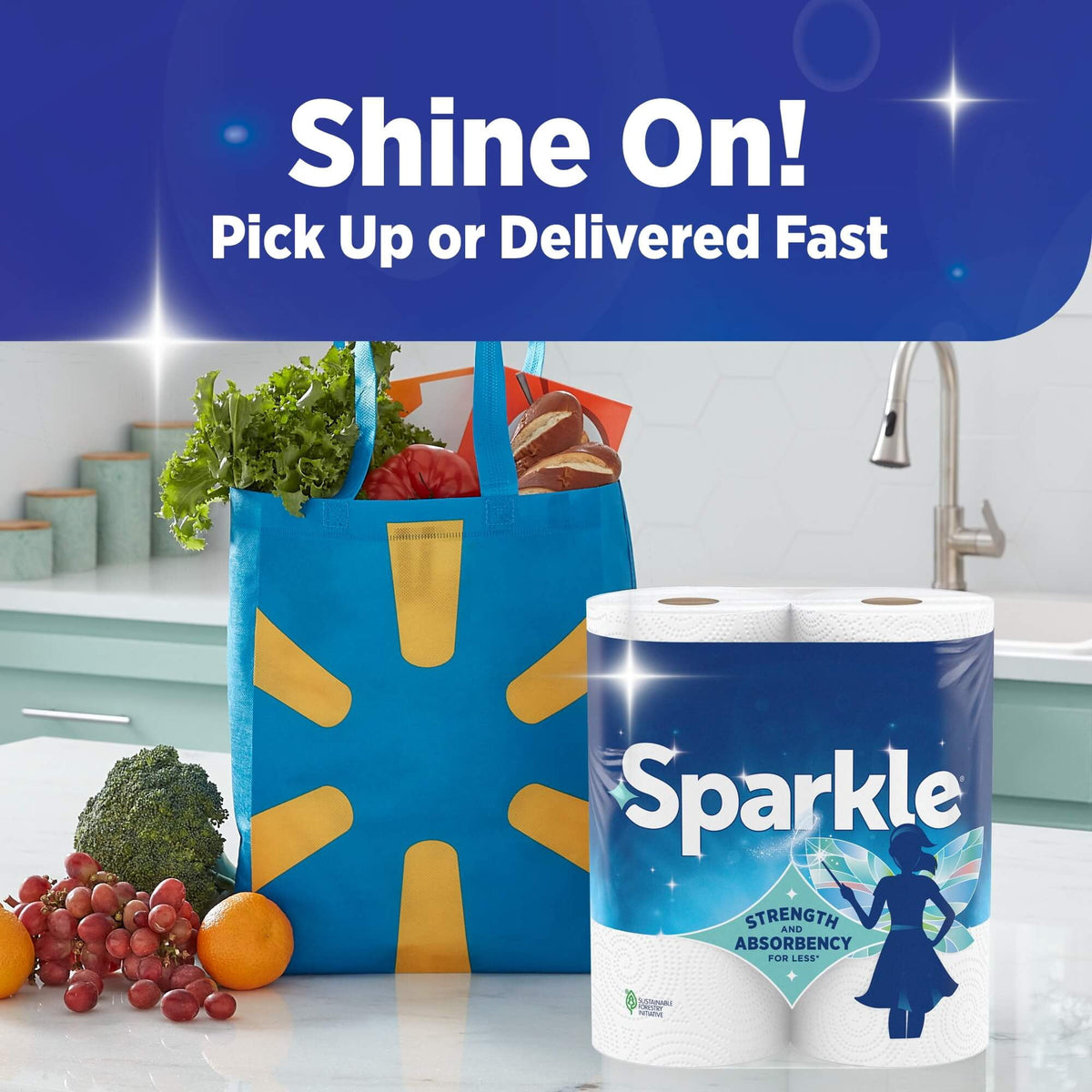 Sparkle Tear-A-Square Paper Towels, 3 Triple Rolls, 165 Sheets per Rol