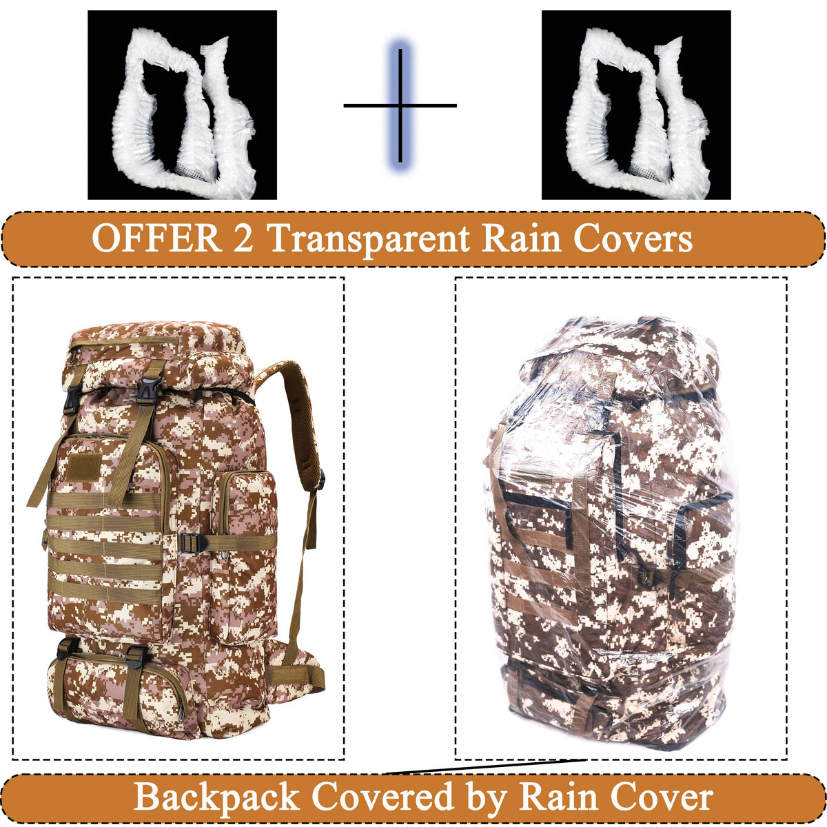 80L Travel Hiking Camping Backpack with Rain Cover,Hiking Daypack for - My Store 2