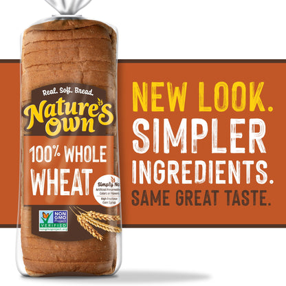 Nature's Own 100% Whole Wheat Bread, Sliced Non-GMO Whole Wheat Sandwi