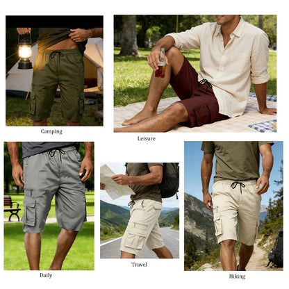 Chiccall Mens Cargo Shorts Lightweight Summer Casual Elastic Waist Dra