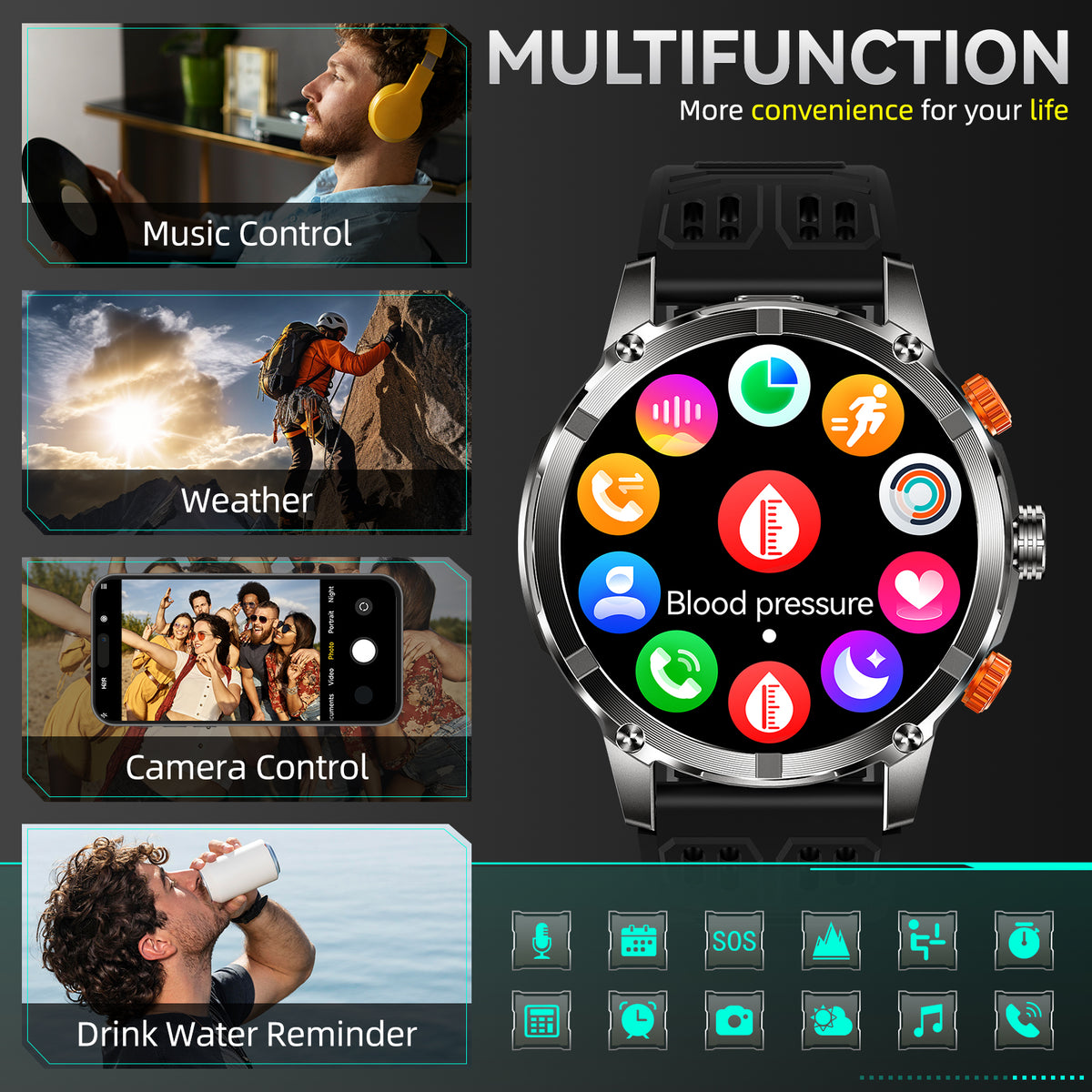 Cyberdyer Smart Watch with LED Flashlight, 100+ Sports Modes, 1.7" HD - My Store 2