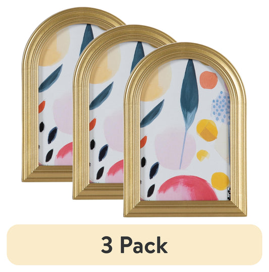 (3 pack) DesignOvation 4x6 Arch Gold Decorative Tabletop Picture Frame - My Store 2