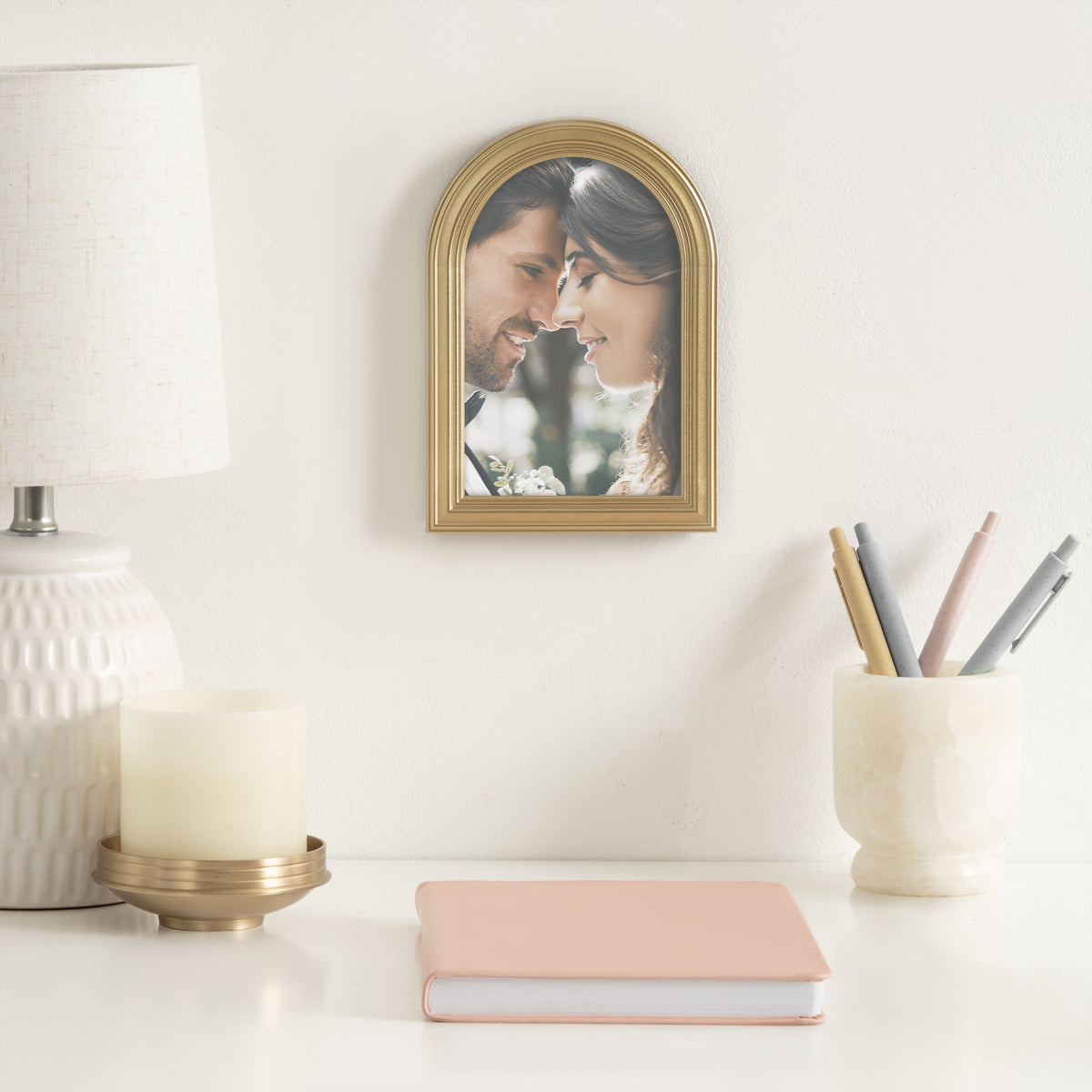 (3 pack) DesignOvation 4x6 Arch Gold Decorative Tabletop Picture Frame - My Store 2