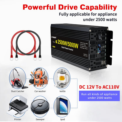 2500W 5000W Peak Modified Sine Wave Power Inverter 12V DC to 110V AC C