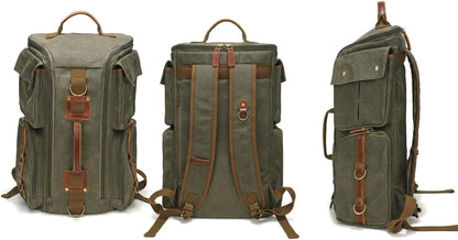 Vintage Canvas Travel Backpack, Casual Daypack for 17“ Laptop Tote S