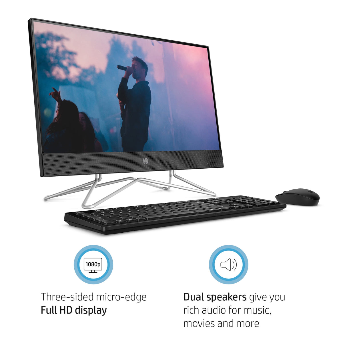 HP 22 All-in-One PC, Intel Pentium Silver J5040, 4GB RAM, 128GB SSD, J