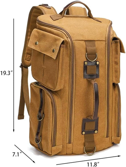 Vintage Canvas Travel Backpack, Casual Daypack for 17“ Laptop Tote S