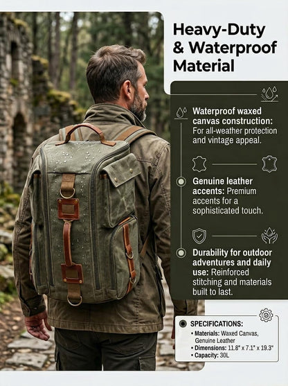 Vintage Canvas Travel Backpack, Casual Daypack for 17“ Laptop Tote S