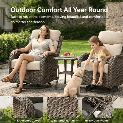 Bellefurn Outdoor Swivel Rocker Patio Chairs with Side Table,Patio Swi