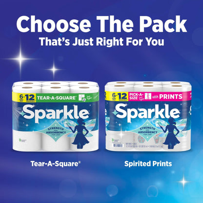 Sparkle Tear-A-Square Paper Towels, 3 Triple Rolls, 165 Sheets per Rol