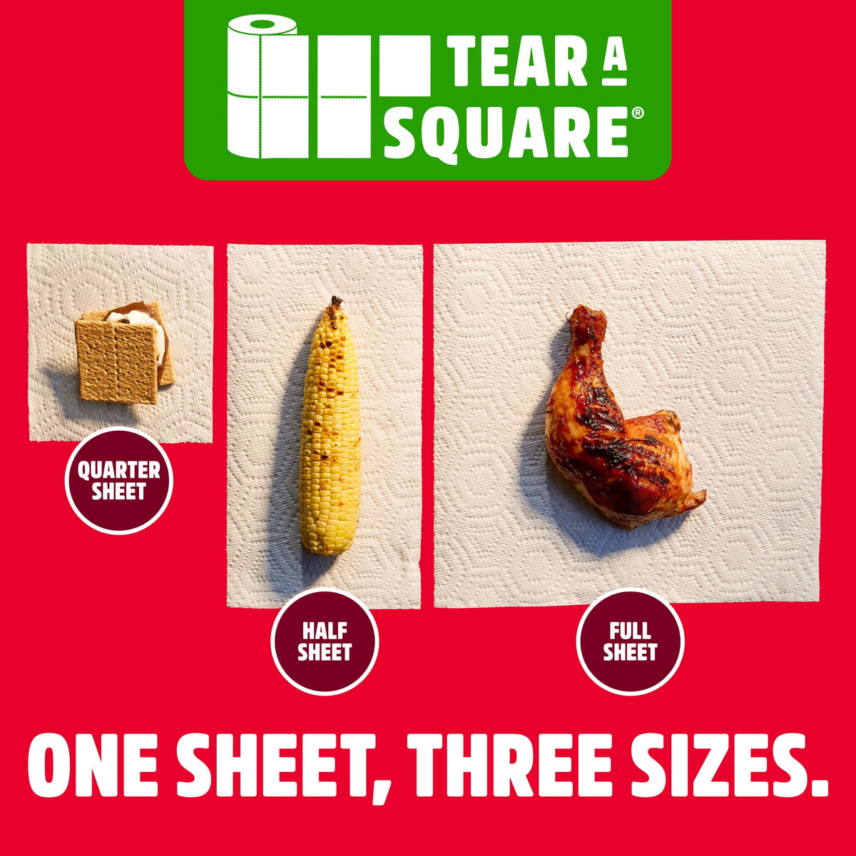 Brawny Tear-A-Square 3-Ply Paper Towels, 6 Triple Rolls, 114 Sheets pe
