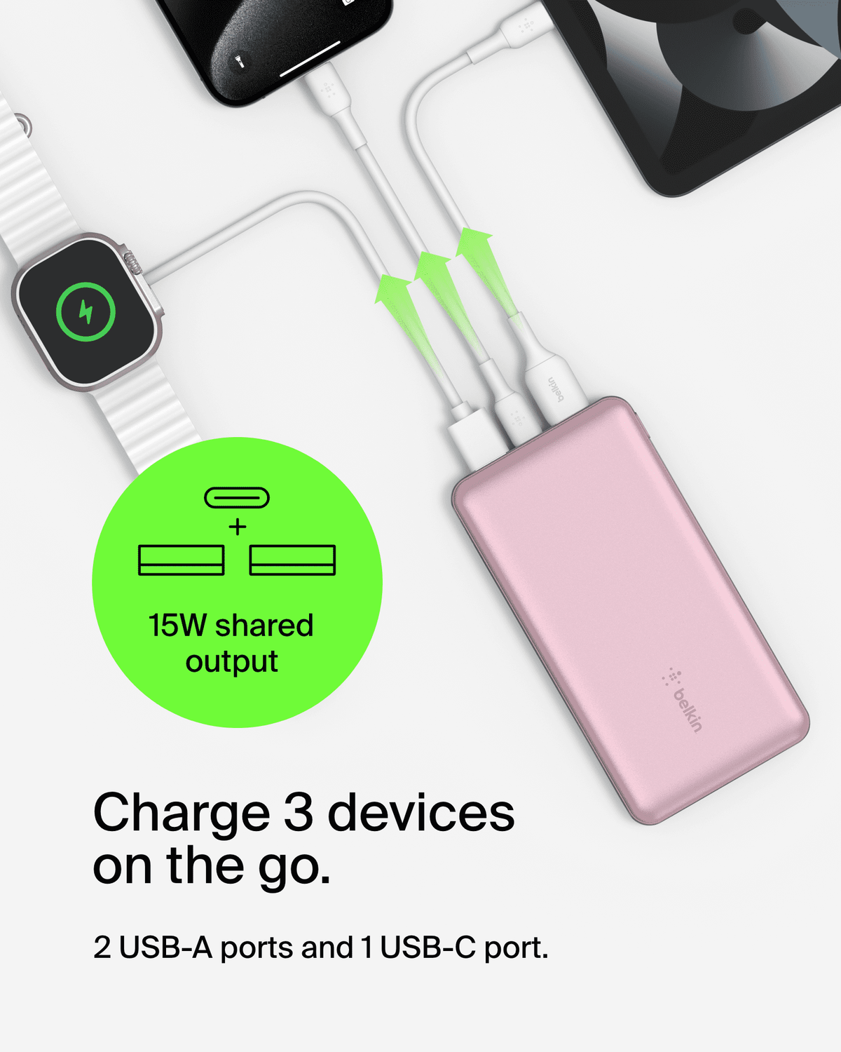 Belkin Portable Charger, USB-C Power Bank 10,000mAh w/ 1xUSB-C and 2xU - My Store 2
