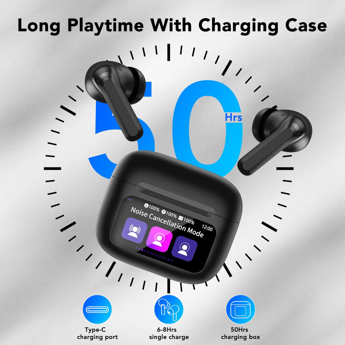 Touch Screen Wireless Earbuds Bluetooth Headphones with 50H Playtime, My Store 2