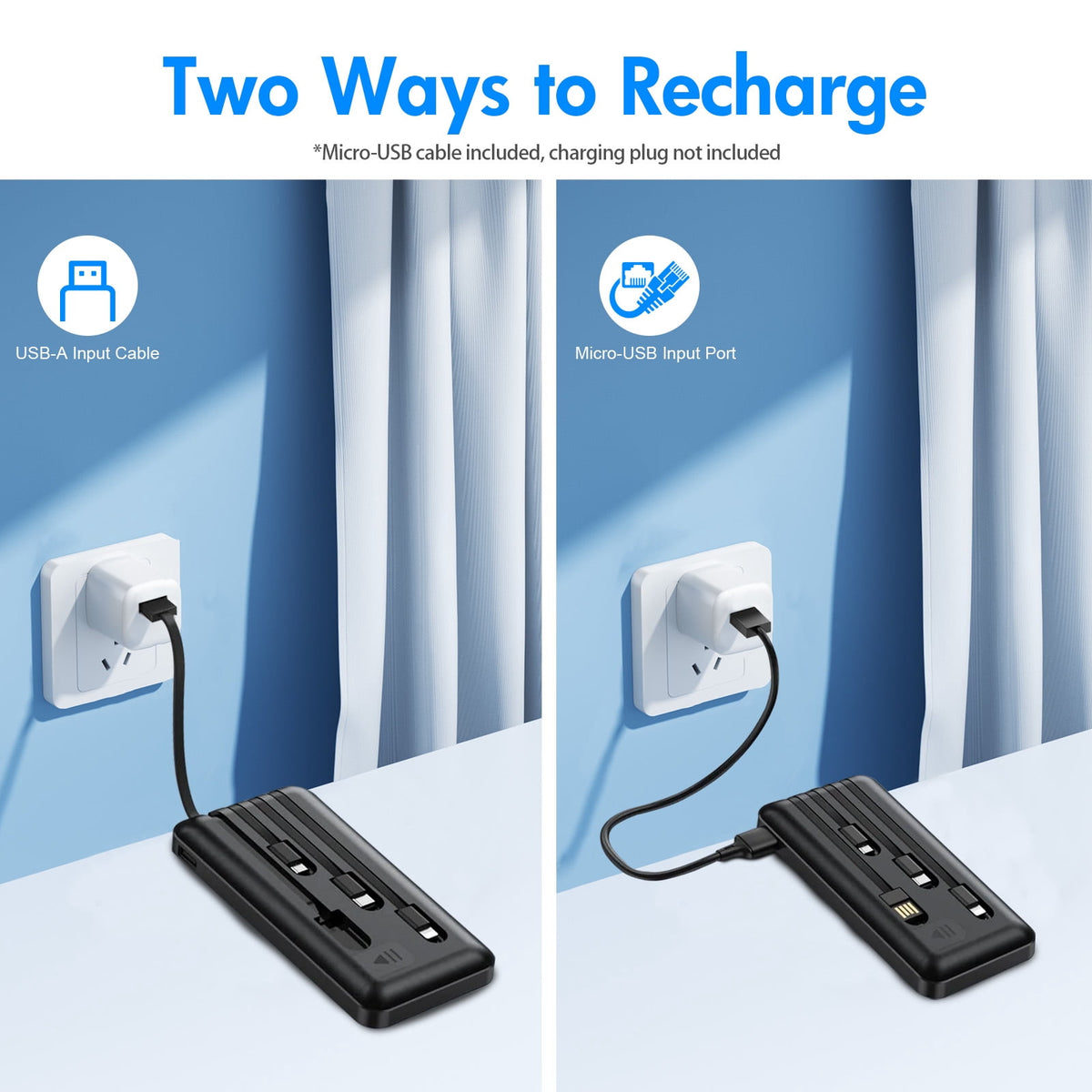 20000mAh Power Bank Portable Fast Charger with 4 Cables, Compatible wi - My Store 2