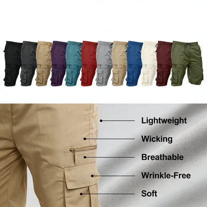Chiccall Mens Cargo Shorts Lightweight Summer Casual Elastic Waist Dra