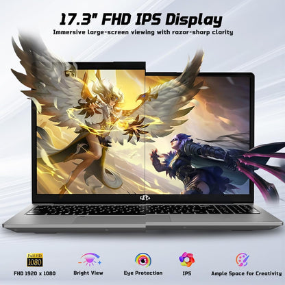 17.3" IPS FHD Laptop - 16GB RAM 256GB SSD Intel Pentium N100 (Beat i3-