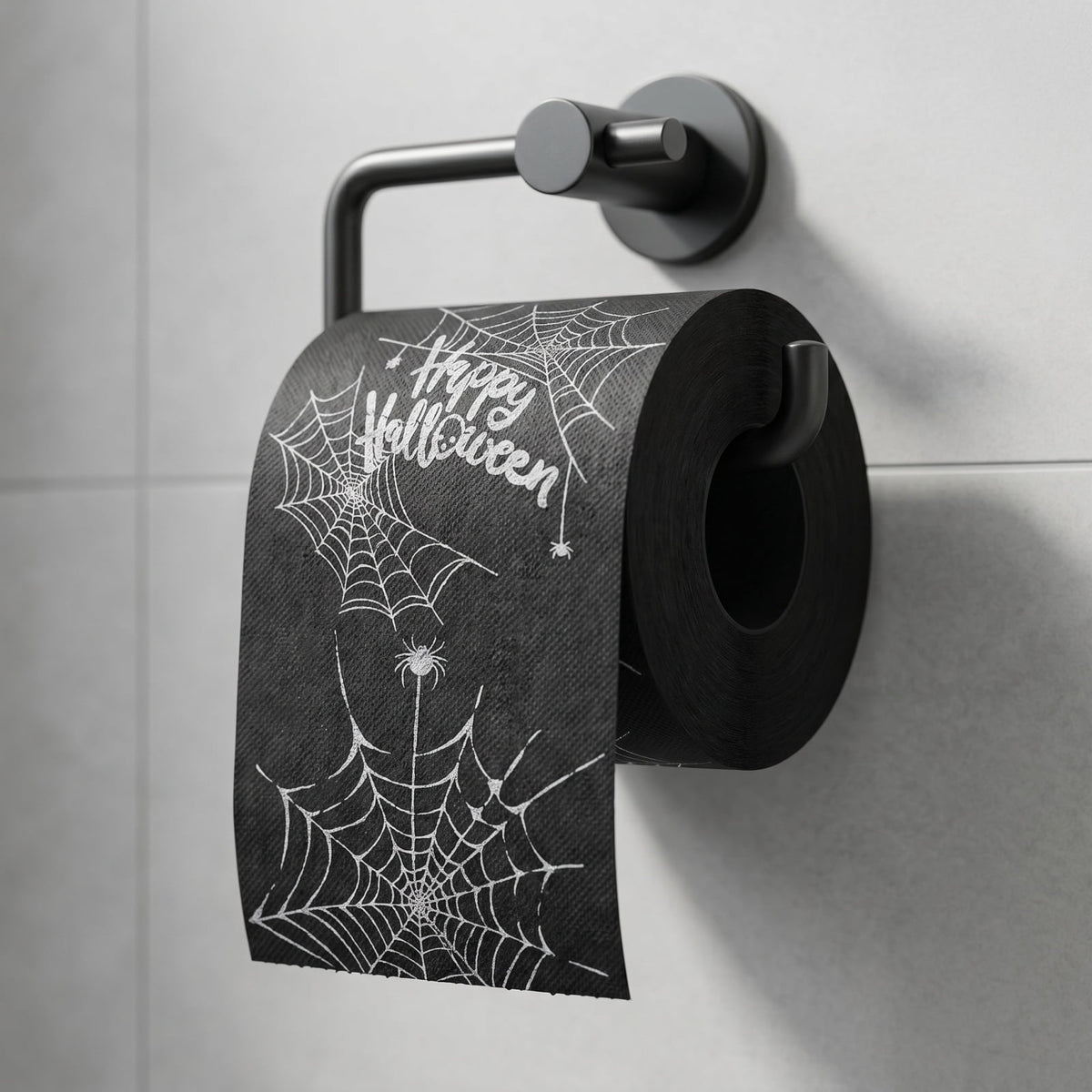 Toilet Paper Rolls Web Printed Black Tissue 4 Pack Halloween Bathroom