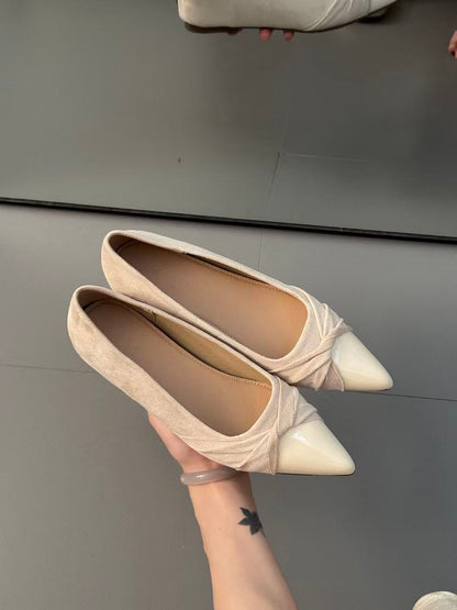2026 New French Style Women Pointed Toe Shallow Flats, Autumn Winter Slip-on Pumps, Gentle Commute Shoes Matching Dresses,
