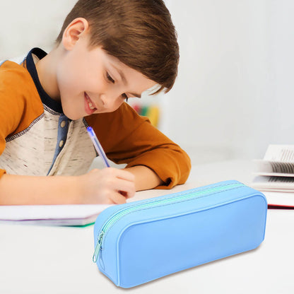 Solid Color Large Capacity Pencil Case, Fashionable Zipper Stationery - My Store 2