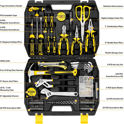 185-Piece Household Tool Kit with Sturdy Storage for Home Repair and P - My Store 2