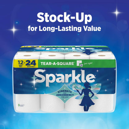 Sparkle Tear-A-Square Paper Towels, 3 Triple Rolls, 165 Sheets per Rol