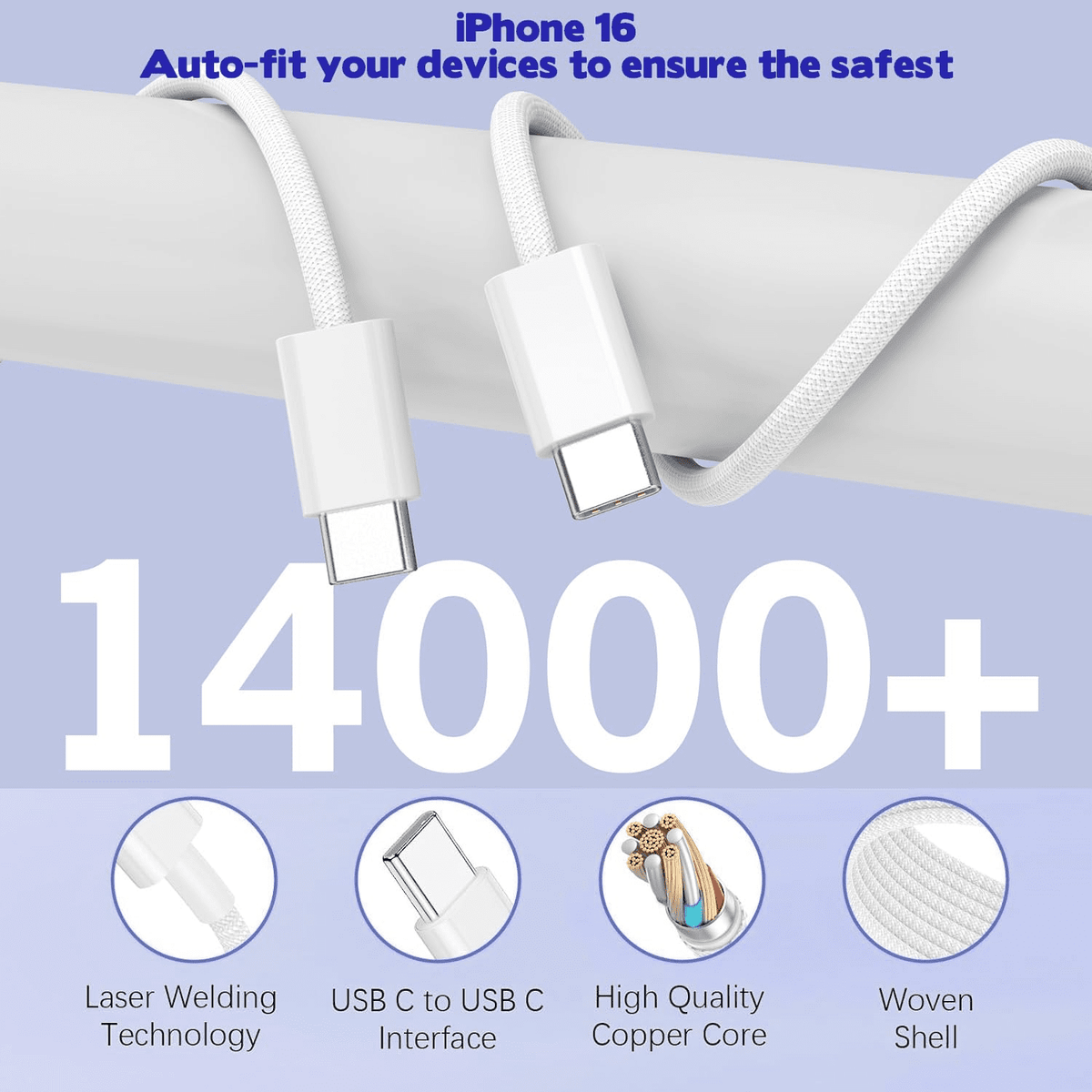 for iPhone 17 16 Charger,2Pack 10FT USB C to C Woven Cable Cord 40W US - My Store 2