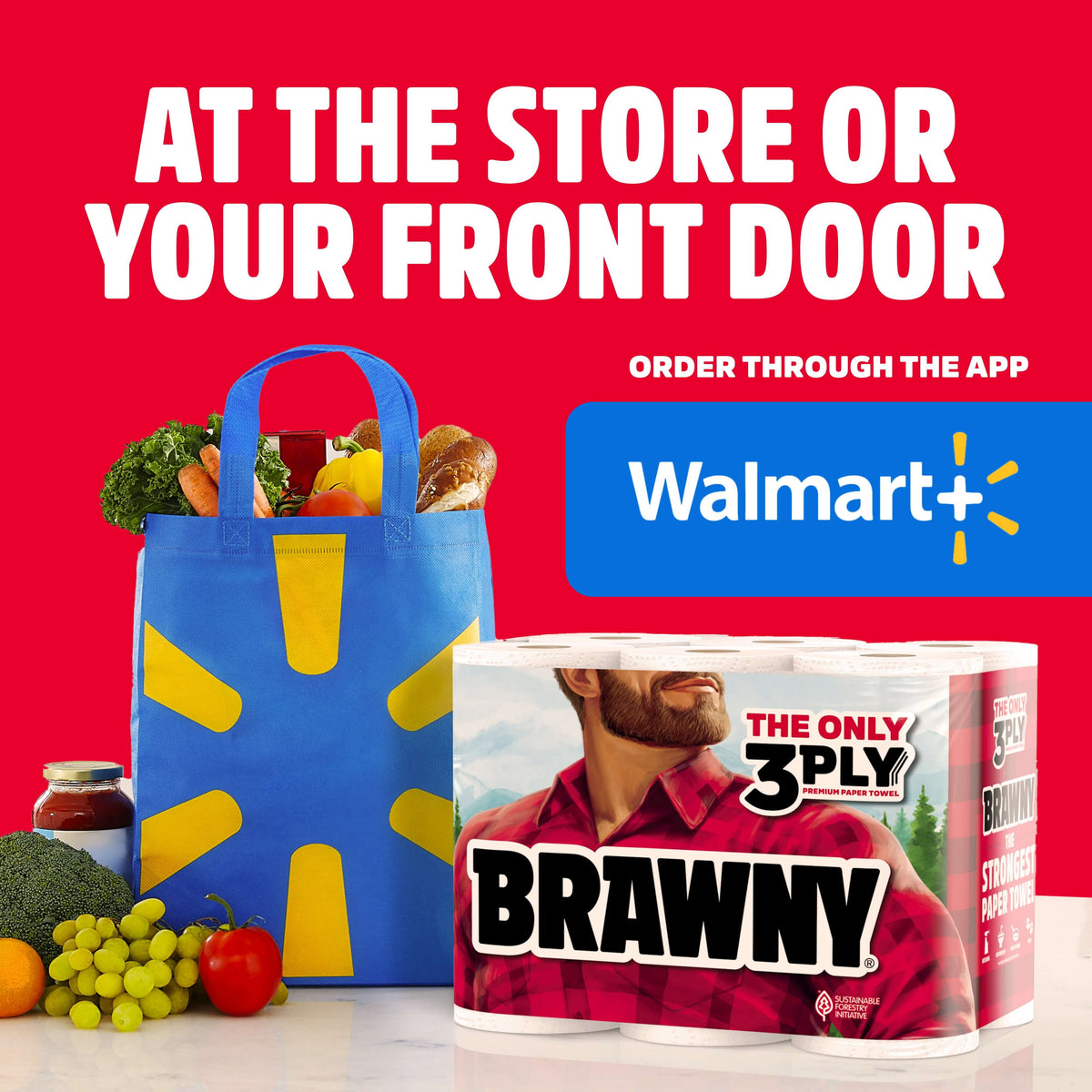 Brawny Tear-A-Square 3-Ply Paper Towels, 6 Triple Rolls, 114 Sheets pe