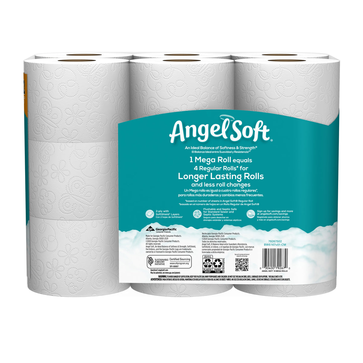 Angel Soft Toilet Paper, 18 Mega Rolls = 72 Regular Rolls, 2-Ply Bath