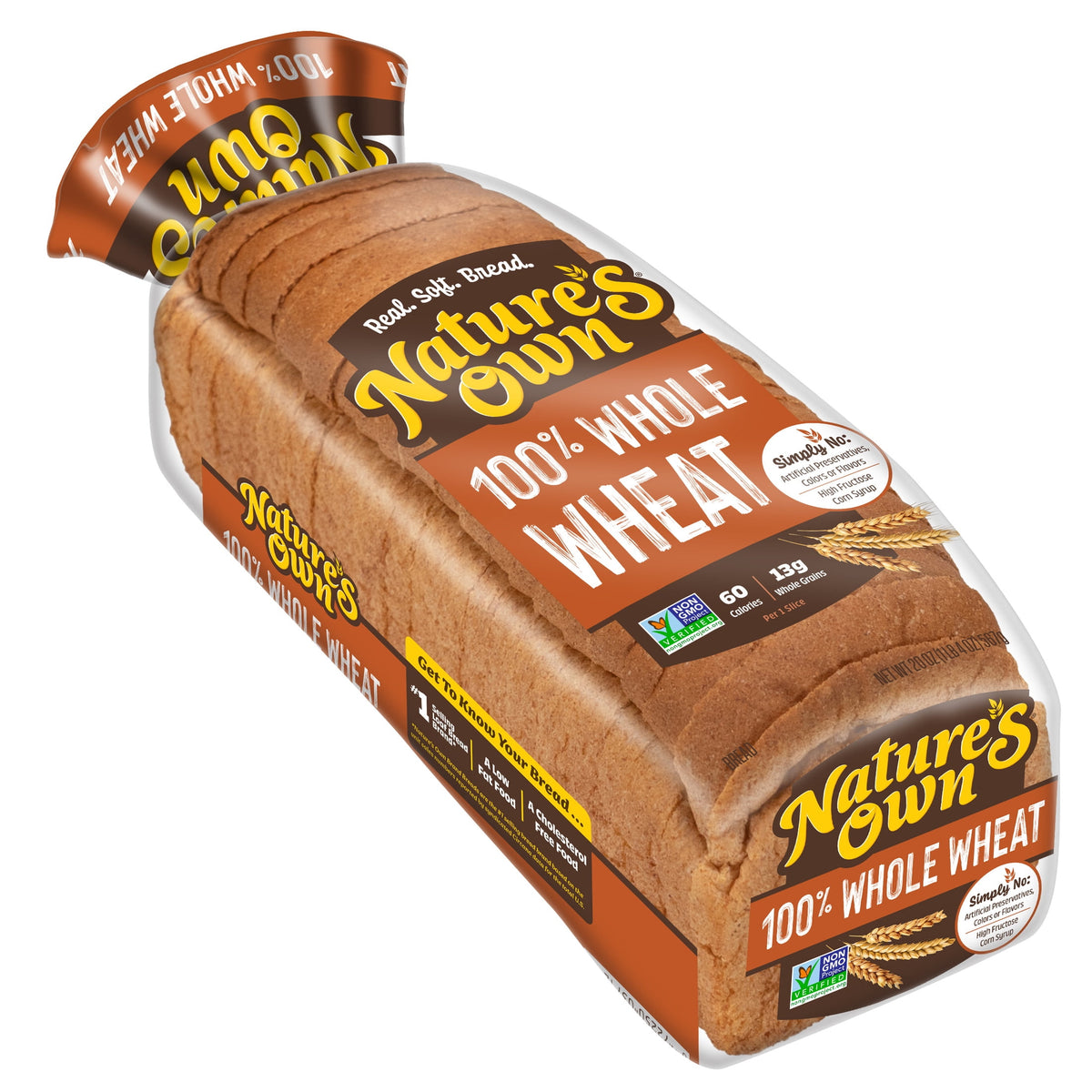 Nature's Own 100% Whole Wheat Bread, Sliced Non-GMO Whole Wheat Sandwi