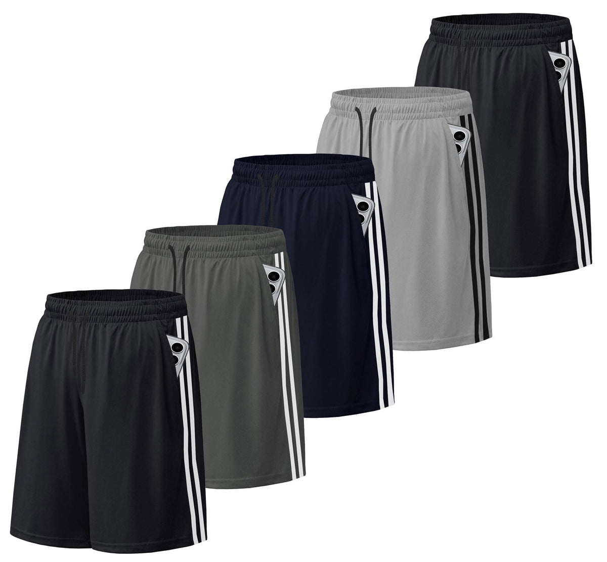 ASUDESIRE 5 Pack Athletic Shorts for Men with Pockets and Elastic Wais
